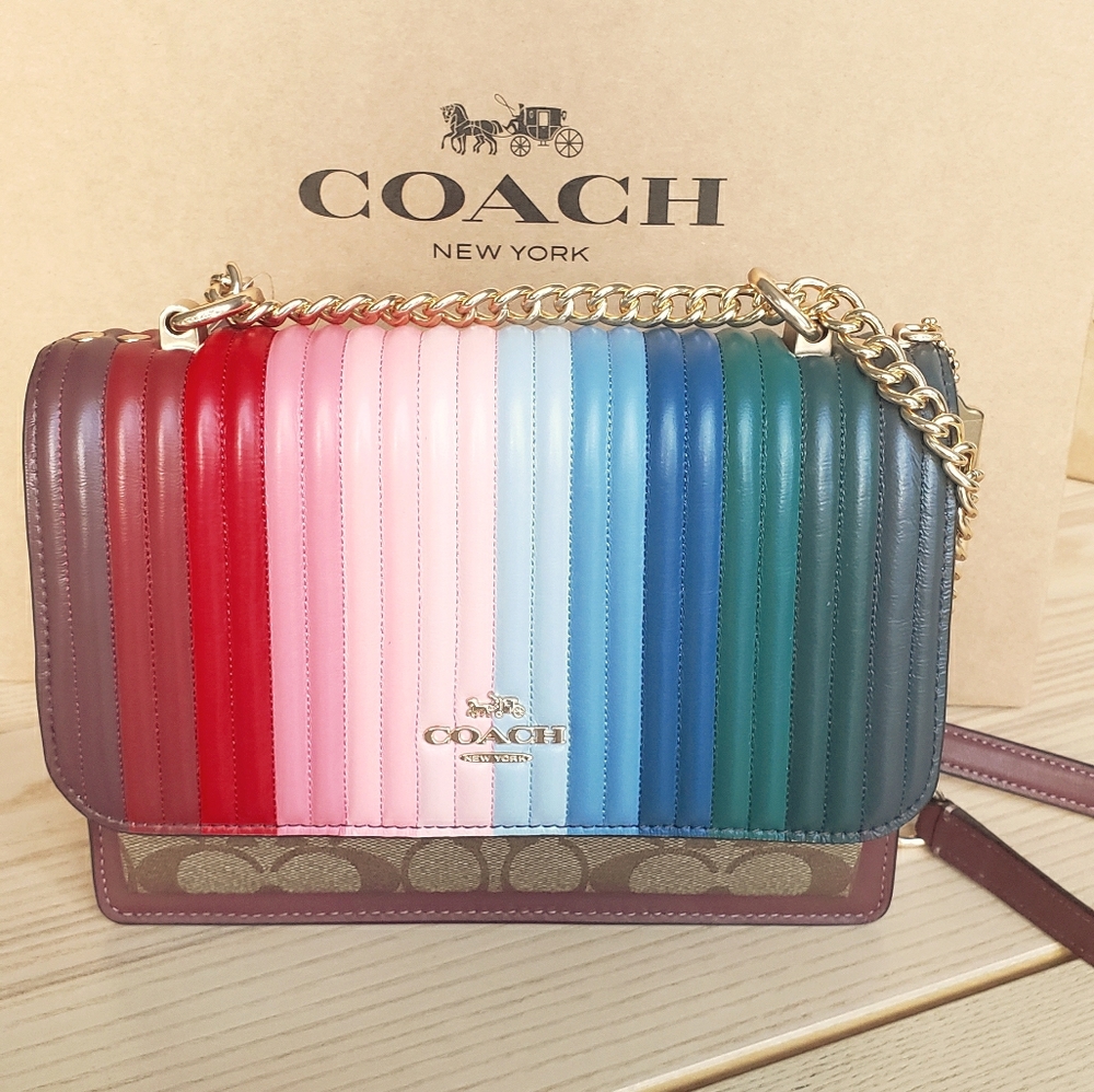 Klare Crossbody With Rainbow Linear Quilting